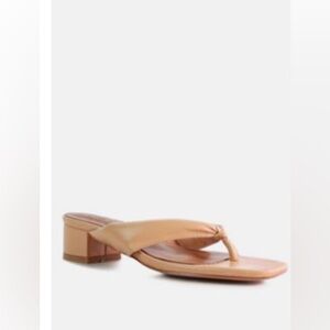 NWT Tan Thong Sandals with Chunky Heel